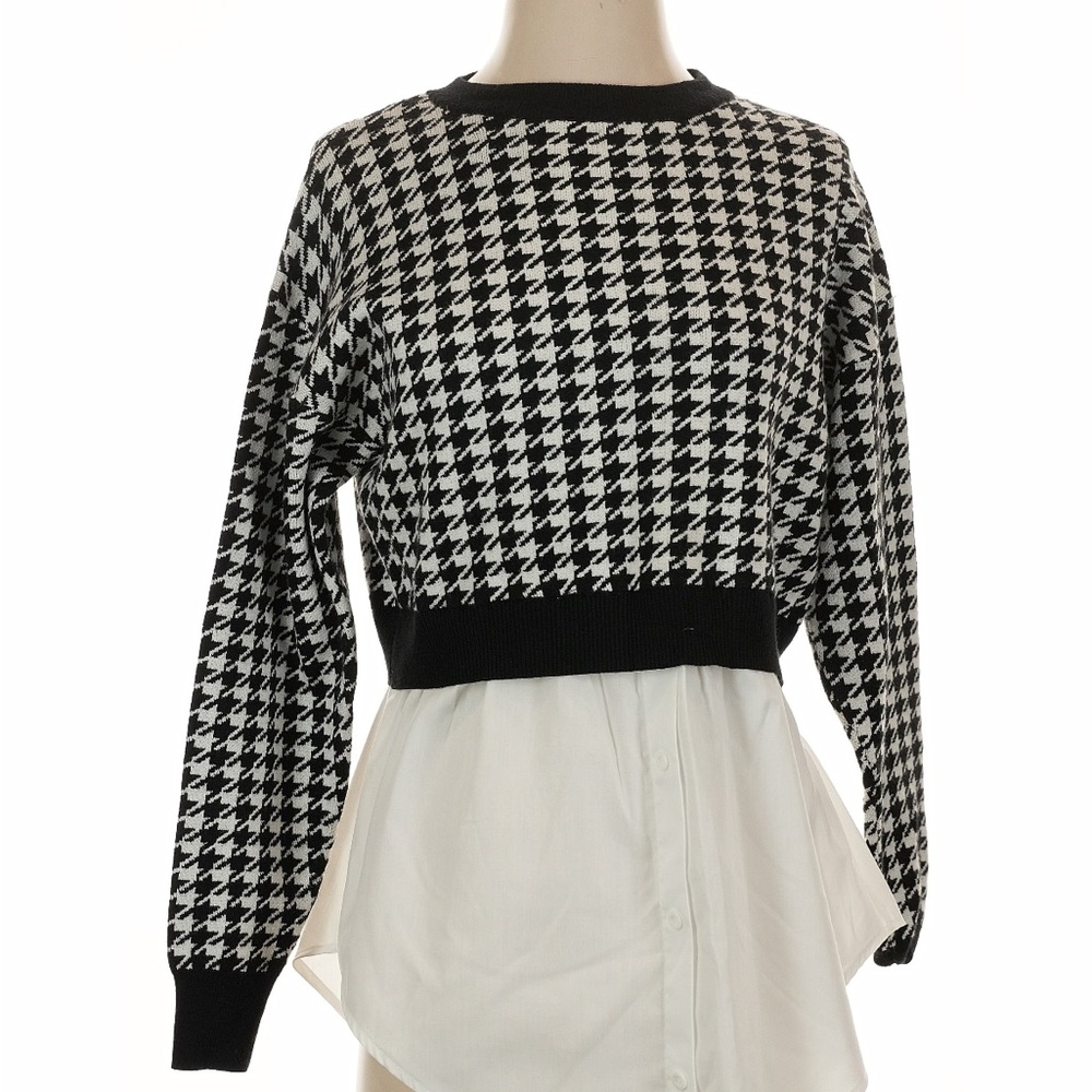 Philosophy Black and White Houndstooth Sweater